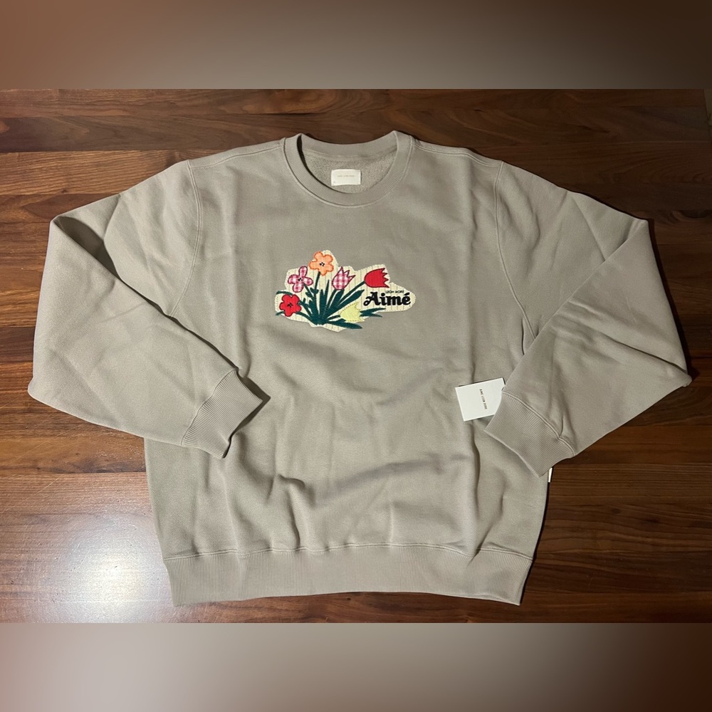 Aime Leon Dore ALD Floral Appliqué Bouquet Crewneck Sweatshirt Laurel Oak Sz XL